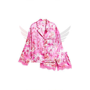 ชุดนอนสองชิ้นผ้าซาตินลายดอกไม้สำหรับผู้หญิงชุดนอนผู้หญิงระบายอากาศได้ไซส์ใหญ่พิเศษ5XL ฤดูร้อน - Product Image 3