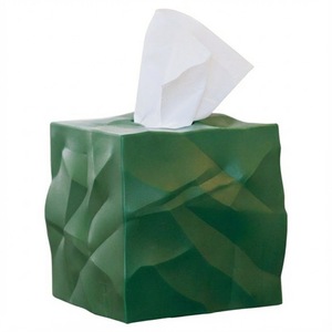 Stylish Modern Crumpled Design <b>Green</b> Designer Metal Tissue Holder Tissue Dispenser For Home Office Decoration Napkin Holder - Product Image 1
