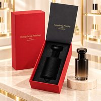 Caixa de Embalagem Cosmética Rígida Vermelha de Luxo Personalizada com Tampa Removível, Forro Interno Preto e Inserto Moldado (Ecológica)