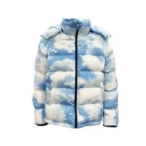 Custom Men's Plain Hooded Collar Shiny Canvas Puffer <b>Jacket</b> with <b>Pattern</b> for Front Logo High Quality <b>Quilted</b> Winter Warm Outwear - Product Image 1