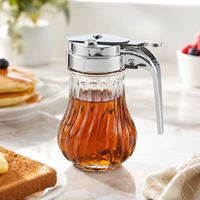 Distributeur de sirop en verre réutilisable de 190 ml avec couvercle à pression, anti-goutte, pour miel, sauce d'érable, café, hôtel, restaurant