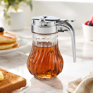 Dispensador de <span class=keywords><strong>jarabe</strong></span> de vidrio reutilizable de 190 ml con tapa a presión, contenedor antiderrame para miel y salsa de arce para cafeterías, hoteles y restaurantes - Product Image 2