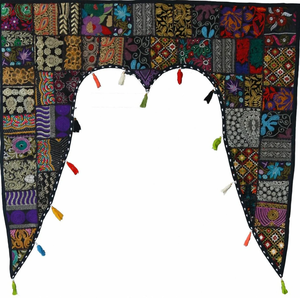 Multicolor Vintage hecho a mano Toran bordado Patchwork cenefa gitana Banjara textil indio Boho cortina Hippie puerta colgante - Product Image 2