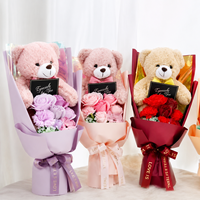AYOYO Vente en gros de bouquets de fleurs de savon en forme d'ours en peluche pour la Saint-Valentin, à offrir à votre petite amie ou à votre amant