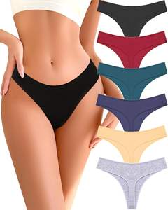 Modern Ease - Tanga de Cintura Baja para Mujer, Color Sólido, Transpirable, Tejido de Punto, Suave al Tacto, Elástico, Ajuste Relajado, Cobertura Total - Product Image 1