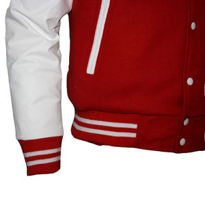 Chaqueta de béisbol con mangas de cuero y bordado personalizado para hombre con letras universitarias de alta calidad de fábrica - Product Image 6