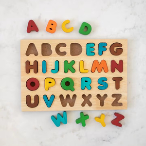 Puzzle en bois de l'alphabet de qualité supérieure avec lettres amovibles, parfait pour l'apprentissage et le développement de la petite enfance - Product Image 1
