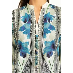 IUSTKSD-1170 Conjunto de Verano de 3 Piezas con Estampado Jacquard, Cuello Mandarín, Manga Tres Cuartos, Transpirable, Estilo Bohemio - Product Image 3