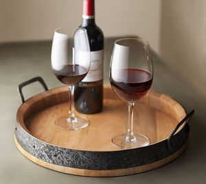 Handmade Acacia Wood <b>round</b> <b>Serving</b> <b>Tray</b> Customizable Modern European Style for Home and Restaurant Use - Product Image 3