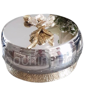 ชามโลหะอลูมิเนียมสแตนเลสสำหรับตกแต่งฐานเคลือบเงาทรงกลมดีไซน์แบบกลมเคลือบทอง - Product Image 5