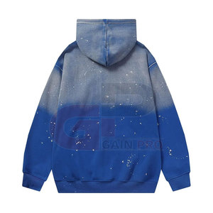 Sweat à capuche en détresse pour hommes avec ourlet brut et poche avant pour streetwear décontracté, sweat à capuche en détresse pour hommes - Product Image 2