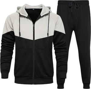 ชุดกีฬามีฮู้ดบล็อคสีสำหรับผู้ชาย,ชุดวอร์มแนวสปอร์ตลำลอง - Product Image 6