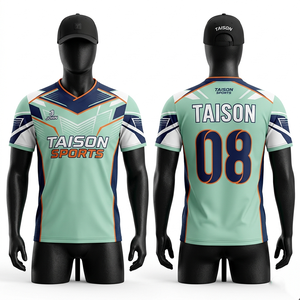 เสื้อแบดมินตันชาย 180 GSM ผ้าโพลีเอสเตอร์อินเตอร์ล็อค สีเขียวมิ้นท์ กรมท่า ส้ม ดีไซน์ลายแผง  แบบซับลิเมชั่น สกรีนโลโก้ตามสั่ง สำหรับทีม - Product Image 1