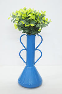 Nuevo diseño, gran oferta, florero recubierto de polvo azul de moda, florero recubierto de polvo de Metal, jarrones de decoración Vintage para el hogar/boda, jarrón largo - Product Image 2