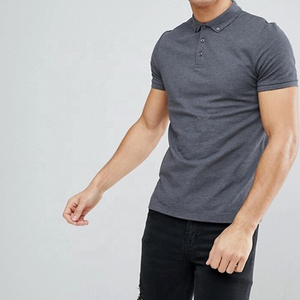 Vente en gros de polo en coton respirant à allure rapide et personnalisée T-shirt gris foncé à manches courtes et coupe ajustée pour hommes polos - Product Image 2