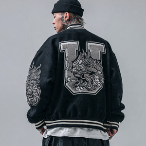 Veste bomber surdimensionnée pour homme, boutonnée, 100% laine, vestes varsity pour homme, streetwear, veste bomber varsity de baseball pour homme - Product Image 2