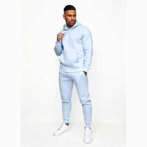 Combinaison de survêtement bleue avec logo personnalisé Survêtement uni pour homme Pantalon de sport de remise en forme Ensemble 2 pièces Survêtement pour homme pour l'hiver - Product Image 1