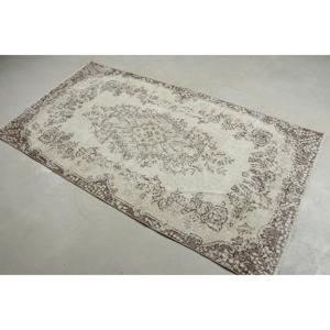 Turkish Vintage Rug 3.7x6.8 ft (114x208 cm), <b>Brown</b> Camouflage <b>Wool</b> Rug - Product Image 2