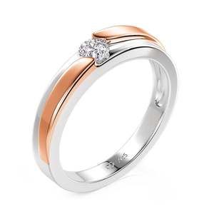 Anillo de Boda para Hombre Jeulia Amore, Dos Tonos, Corte Redondo Curvo, con Diamantes - Product Image 2