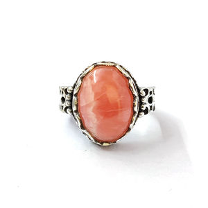 Bague fine en argent massif 925 de haute qualité avec rhodochrosite rose naturelle lisse pour femme, bijoux faits à la main - Product Image 1