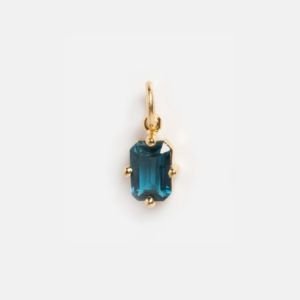 Topaze bleue Quartz Rectangle pendentif à facettes breloque broche plaqué or avec des bijoux en cristal de guérison en argent Sterling pour les femmes - Product Image 1