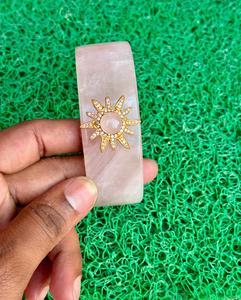 Manchette en pierres précieuses de quartz rose naturel pour hommes ou femmes Manchette en pierres précieuses de conception unique Cadeau spécial pour elle - Product Image 5