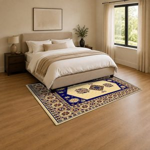 Tapis de salon en chenille antidérapant, imprimé numériquement, motif design beige et marron, lavable en machine, vente en gros - RUGS DEPOT LXDP-0332 - Product Image 3