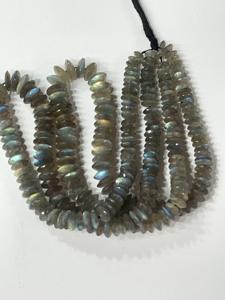AAA Natural Blue Fire Labradorite Rondelle Beads 8-10mm Corte alemán Facetado 14 pulgadas Strand - Product Image 2