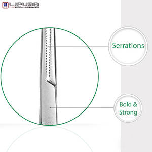 Pinzas quirúrgicas dentales de mano recta Kelly de 10 pulgadas, hemostato de bloqueo Manual para aplicaciones veterinarias, MOL compatible con seguridad - Product Image 5