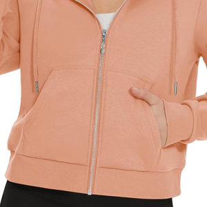 เสื้อวอร์มคอกลมแขนยาวผ้าฟลีซแบบรูดซิปสำหรับผู้หญิงเสื้อครอปมีฮู้ดทรงหลวมให้ความอบอุ่นสำหรับฤดูใบไม้ร่วงและฤดูหนาว - Product Image 2