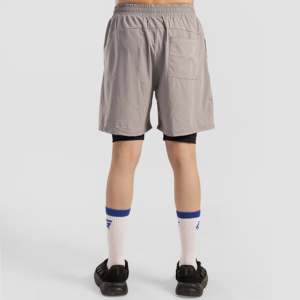 ARR X GAI Sporty Light Grey Gym Shorts <b>Mid</b> Waist Elastic Closure Polyester Jogger Shorts with Logo Embroidery Hot Styles - Product Image 3