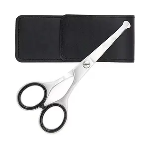 Best Supplier Pissco For Nostril Nose And Ear Hair Scissors Stainless Steel Straight Rounded Tip Nose Scissor With Black Pouch