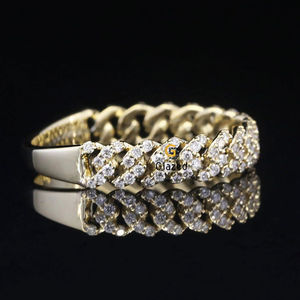 New 10K Yellow Gold Men's Hip Hop <b>Ring</b> Brilliant Moissanite Diamonds Fully <b>Iced</b> Cuban Link Chain Half Eternity Charming Hip Hop - Product Image 2