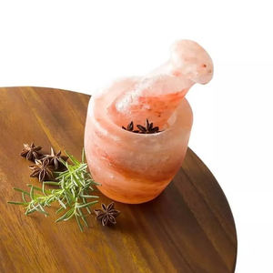 Juego de herramientas de especias de sal del Himalaya Natural tallada reutilizable ecológica moderna cocina sala de estar caja de mortero artesanías naturales - Product Image 1
