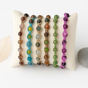 Pulsera de verbena de gama alta hecha a mano en cuentas azules verde azulado Cordón de macramé ajustable mejor regalo de joyería para mujeres y estilo diario - Product Image 3