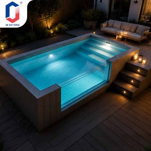 Piscine hors sol familiale de 40 pieds avec couverture en verre pour jardin, piscine extérieure durable en fibre de verre - Product Image 6