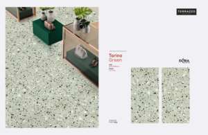 กระเบื้องพอร์ซเลนเคลือบเงาอินเดียเกรดพรีเมียมลายเทอร์ราซโซ่สีเขียวโทริโน่ - Product Image 2