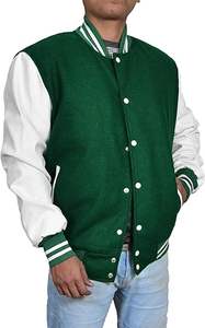 แจ็กเก็ตมหาวิทยาลัยไม่มีลายสำหรับผู้ชายเสื้อแจ็กเก็ตมีไซส์ใหญ่พิเศษงานปักหนังสำหรับฤดูหนาวงานตามสั่ง - Product Image 5