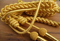 Aiguillette d'épaule sur mesure avec taille de couleur personnalisée et impression de logo brillant fil Aiguillette de fil d'or vente en gros OEM