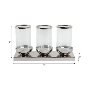 Silver Metal Candle <b>Holder</b> <b>Glass</b> Candle <b>Holders</b> Lanterns Candlestick with Metal Aluminium Taper <b>Holder</b> for Home Decoration - Product Image 6