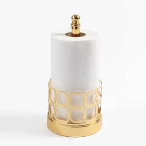 Porte-serviettes en papier plaqué or de luxe accessoires de cuisine modernes organisateur de Table artisanal élégant décor à la maison cadeau de mariage - Product Image 1