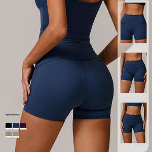 Pantalones cortos de entrenamiento de secado rápido de cintura alta personalizados elásticos para yoga y gimnasio para mujer - Product Image 5