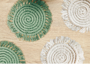 Posavasos Tejido Macrame con Flecos, 5 ", Individual o Set - Product Image 2