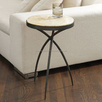 Mobilier d'intérieur et d'extérieur Table basse ronde en métal avec revêtement noir Table basse en vente en grande quantité pour jus de thé