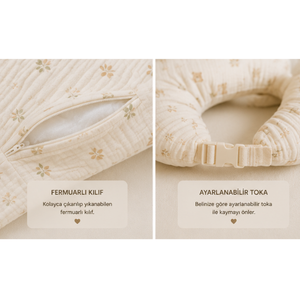 Coussin d'allaitement ergonomique en mousseline de coton 100% doux – Coussin de soutien réglable pour l'allaitement avec housse zippée - Product Image 2