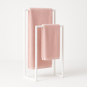 Modern Gold Dual Height <b>Towel</b> Rack with Round Metal Base Luxury Freestanding <b>Bathroom</b> <b>Towel</b> <b>Stand</b> Elegant Contemporary Interiors - Product Image 5