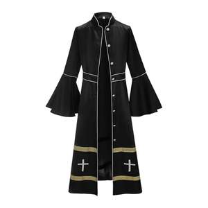 Compre vestido de pastor moderno púrpura de alta calidad con ceremonias bordadas de cuello romano de toque tradicional - Product Image 4