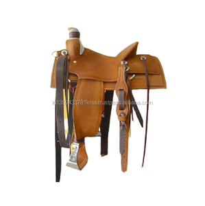 Sillín occidental de caballo hecho a mano de color tostado con sillín occidental de caballo de cuero de diseño mecanizado - Product Image 4