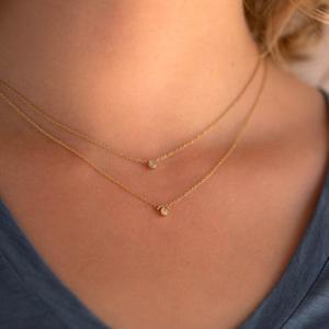 14Kt oro 0,50 Ct Lab Grown Diamond Solitaire collar solitario delicado colgante regalos para ella - Product Image 4