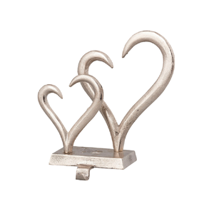 Diseño en forma de corazón con acabado plateado, escultura artesanal de Metal moderno, escultura de mesa artística para decoración del hogar - Product Image 1